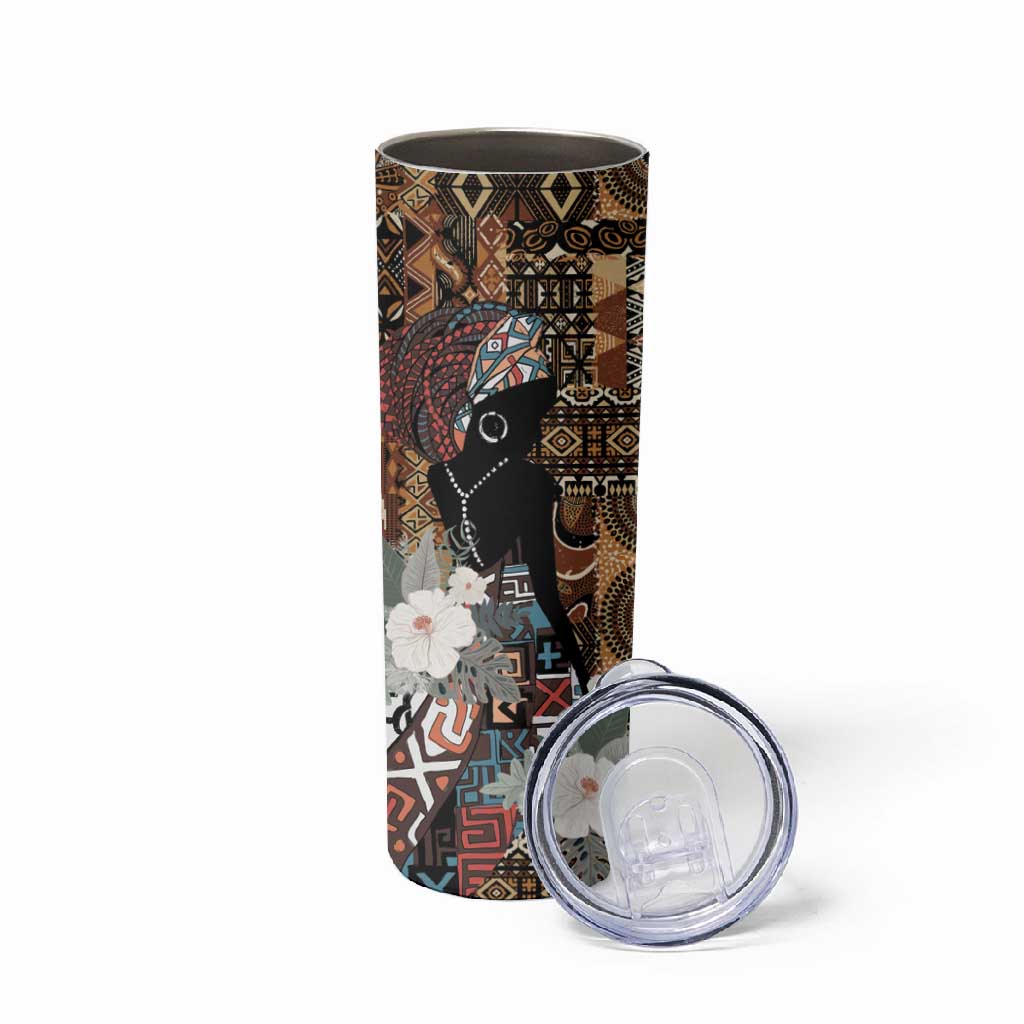 Beautiful Black Woman Skinny Tumbler African Tribal Pattern LT9