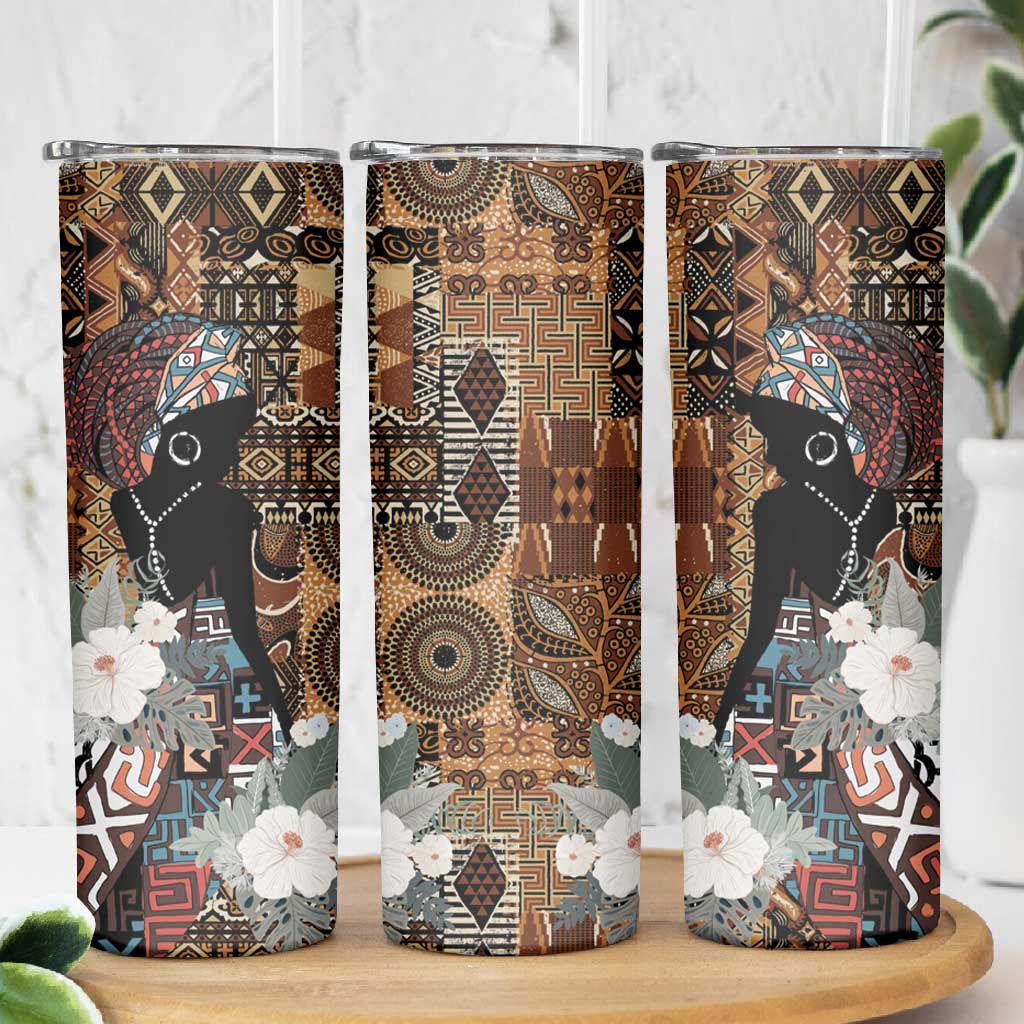 Beautiful Black Woman Skinny Tumbler African Tribal Pattern LT9