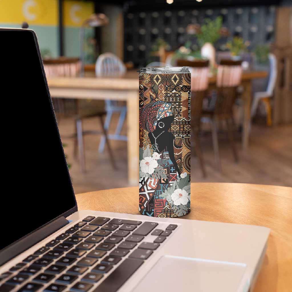 Beautiful Black Woman Skinny Tumbler African Tribal Pattern LT9