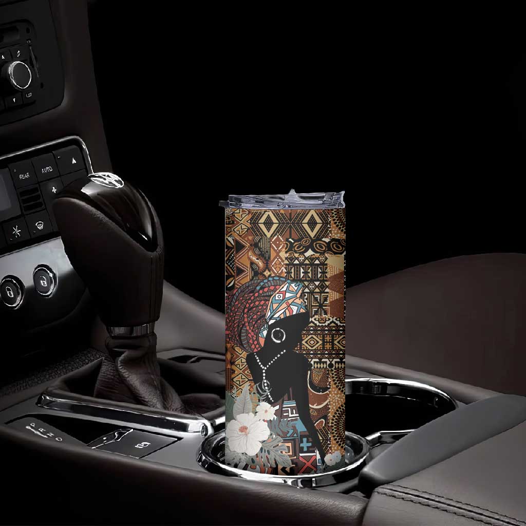 Beautiful Black Woman Skinny Tumbler African Tribal Pattern LT9