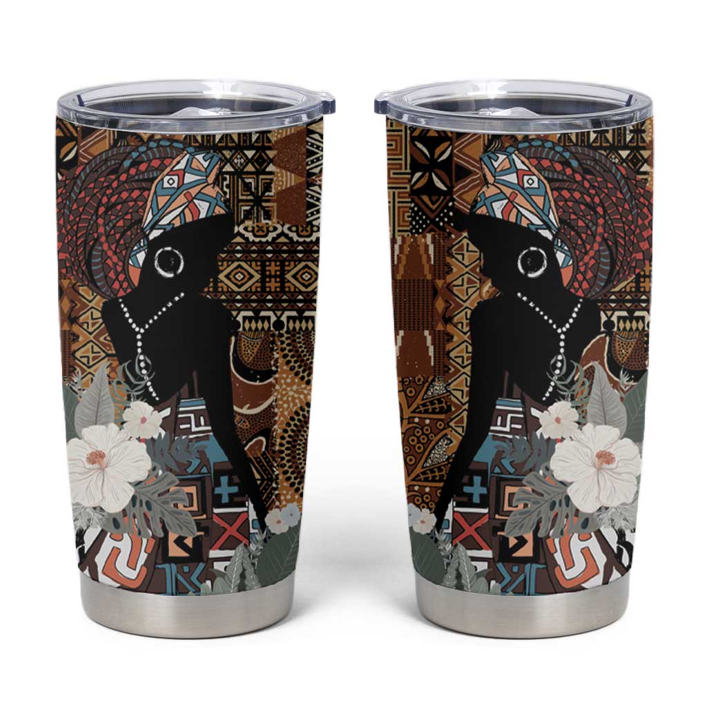 Beautiful Black Woman Tumbler Cup African Tribal Pattern LT9