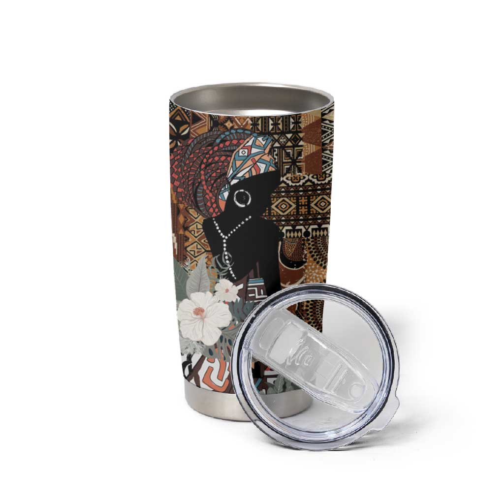 Beautiful Black Woman Tumbler Cup African Tribal Pattern LT9