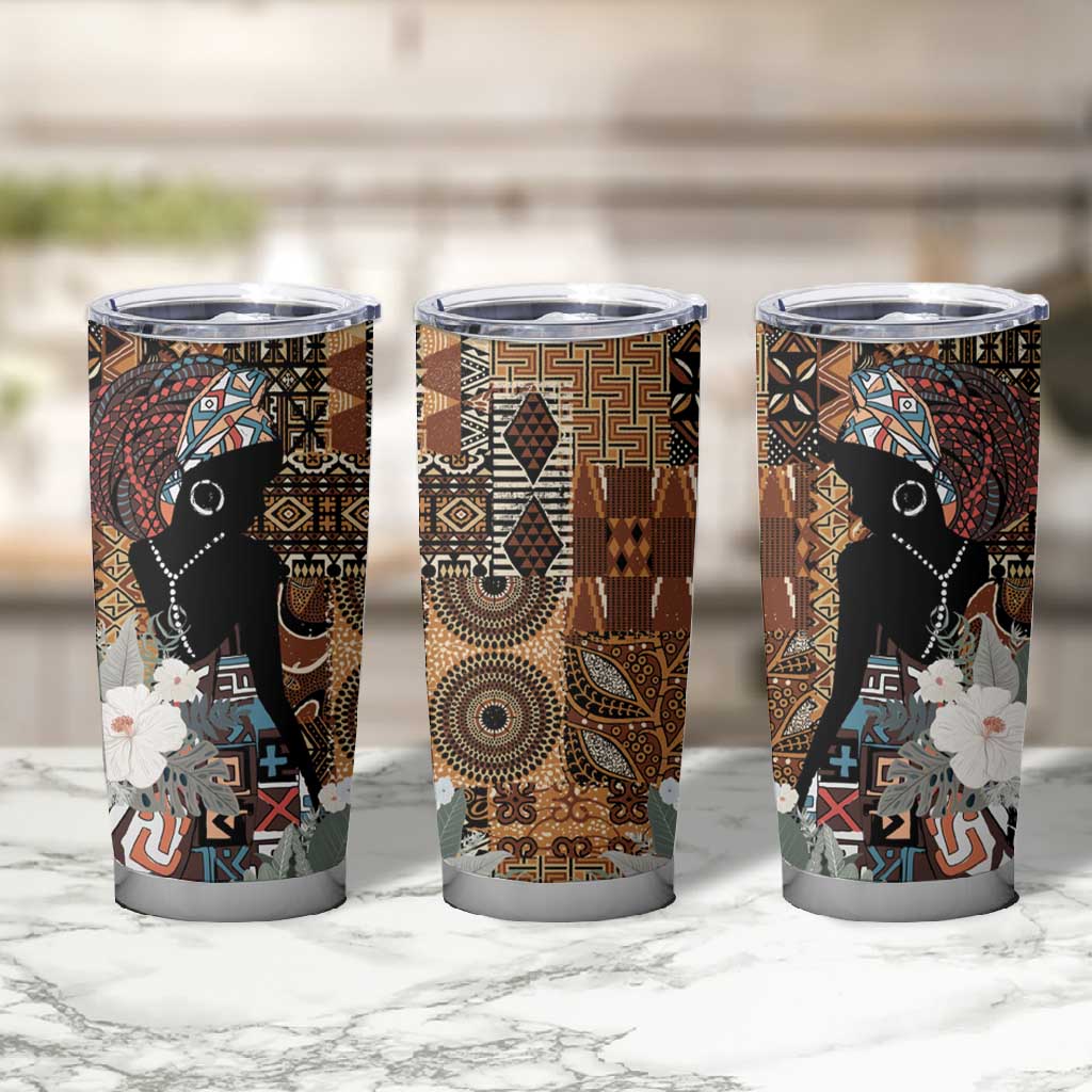 Beautiful Black Woman Tumbler Cup African Tribal Pattern LT9