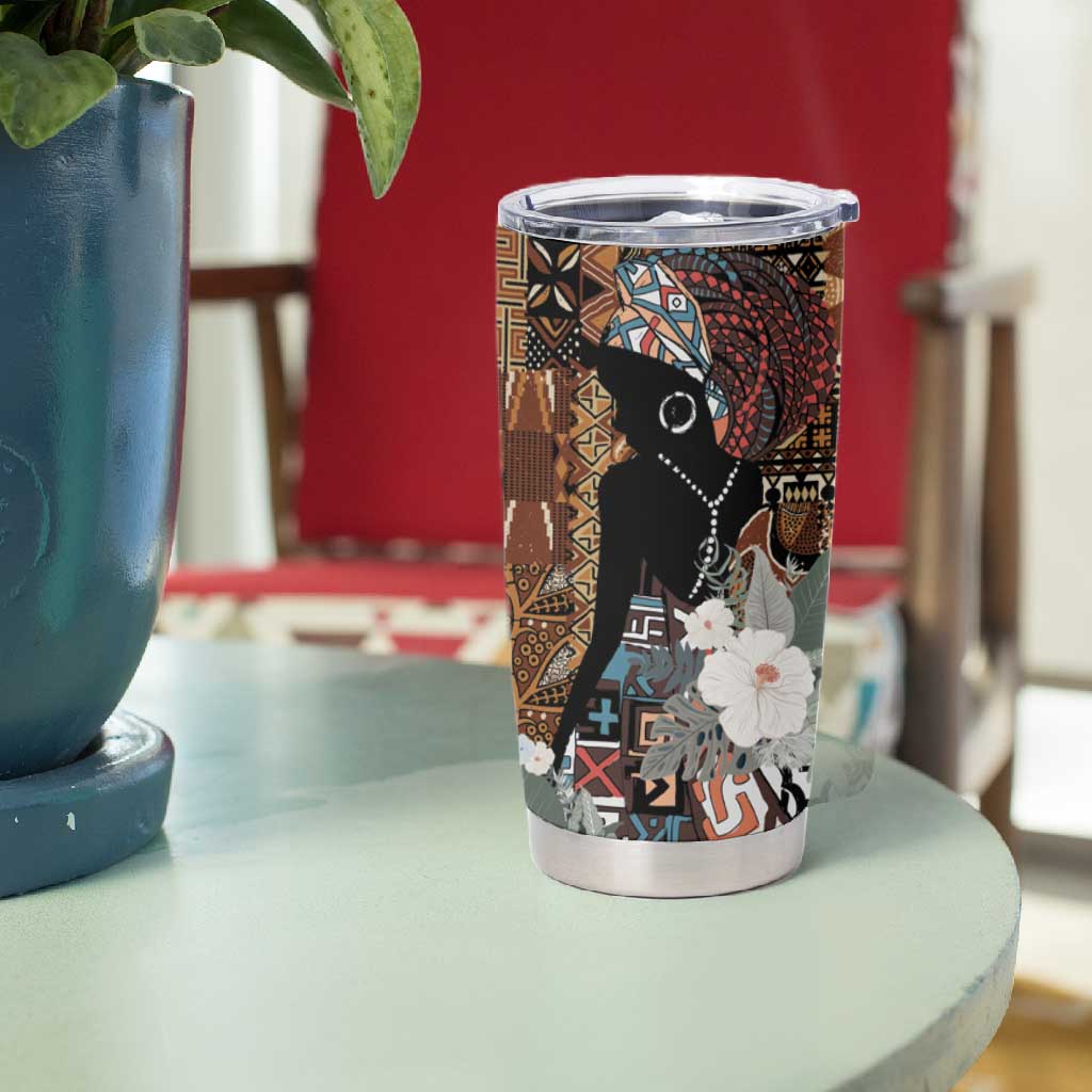 Beautiful Black Woman Tumbler Cup African Tribal Pattern LT9