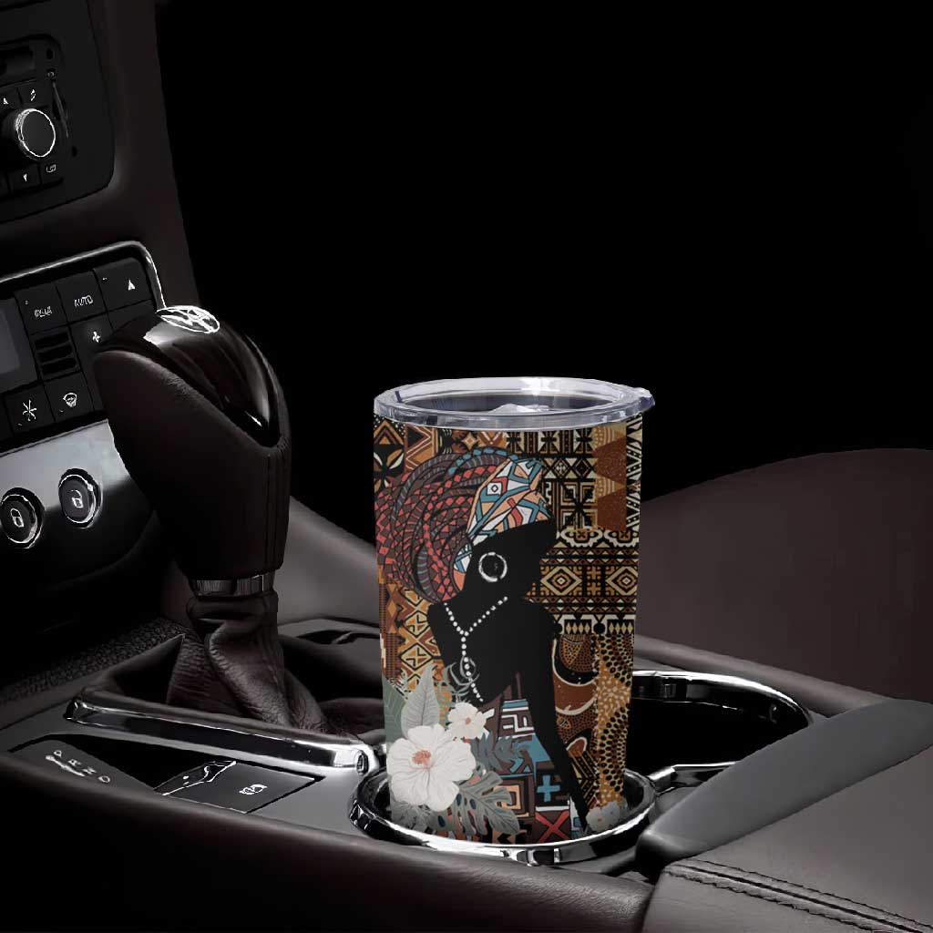 Beautiful Black Woman Tumbler Cup African Tribal Pattern LT9