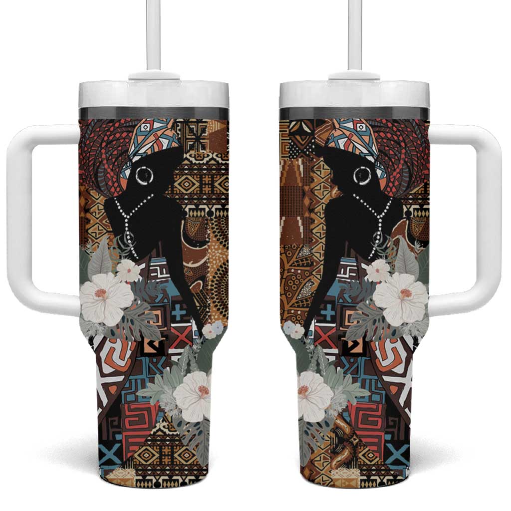 Beautiful Black Woman Tumbler With Handle African Tribal Pattern LT9