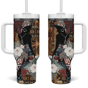 Beautiful Black Woman Tumbler With Handle African Tribal Pattern LT9