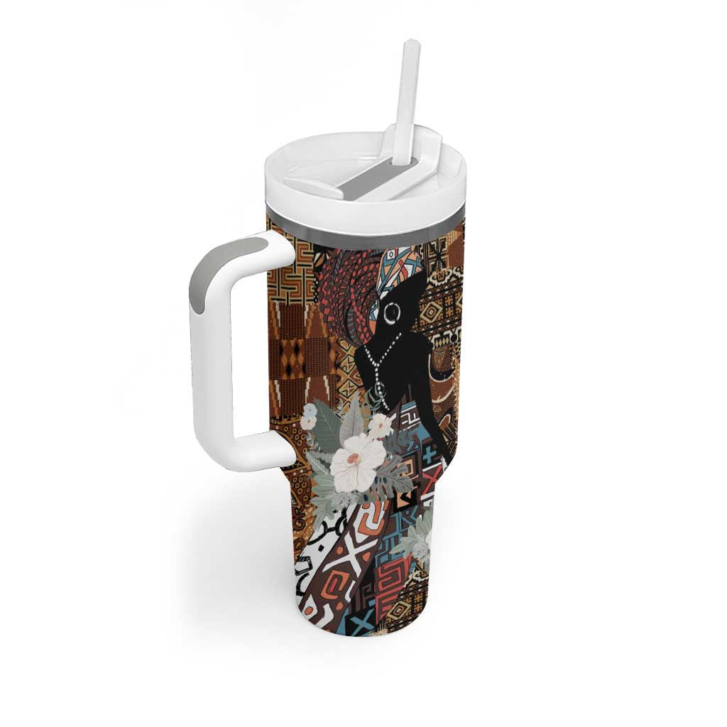 Beautiful Black Woman Tumbler With Handle African Tribal Pattern LT9