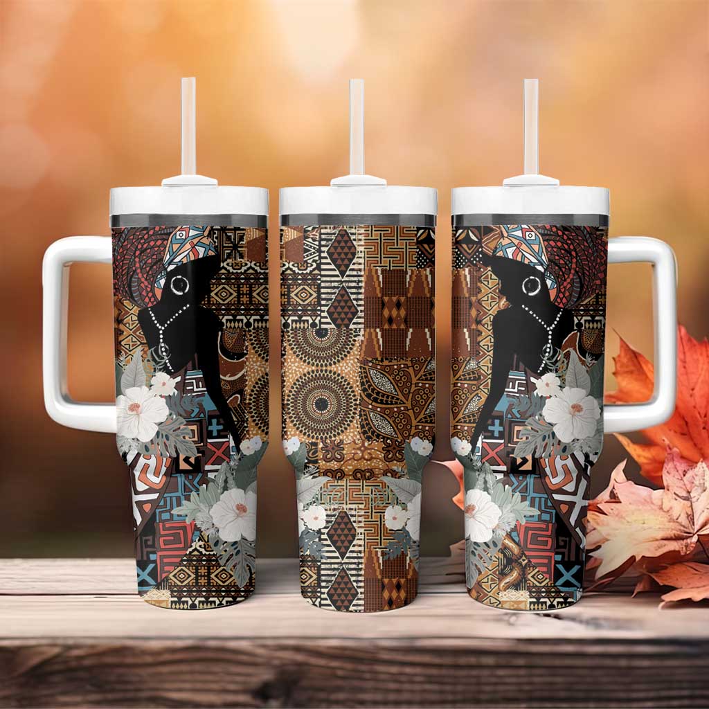 Beautiful Black Woman Tumbler With Handle African Tribal Pattern LT9