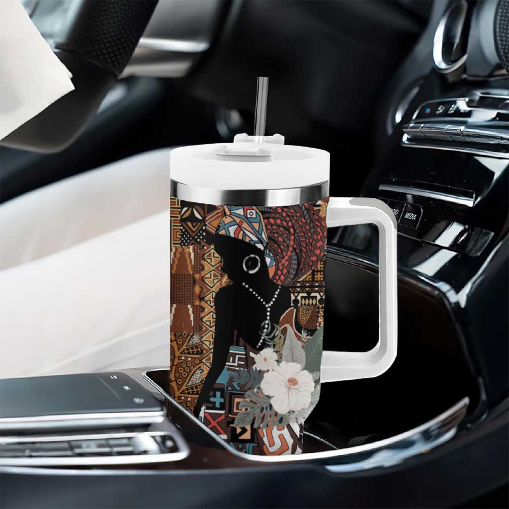 Beautiful Black Woman Tumbler With Handle African Tribal Pattern LT9
