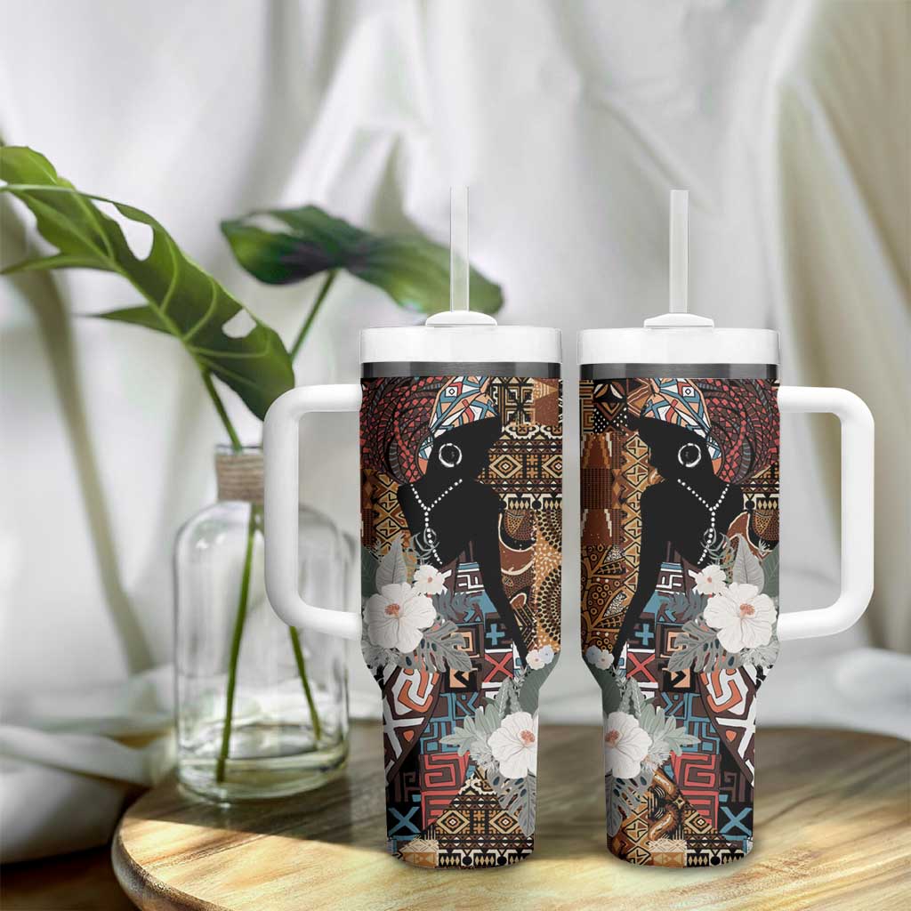 Beautiful Black Woman Tumbler With Handle African Tribal Pattern LT9