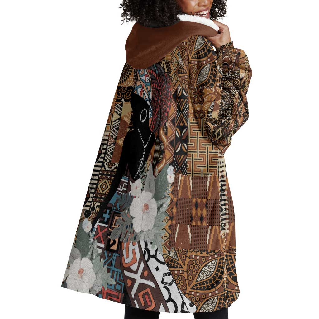 Beautiful Black Woman Wearable Blanket Hoodie African Tribal Pattern LT9