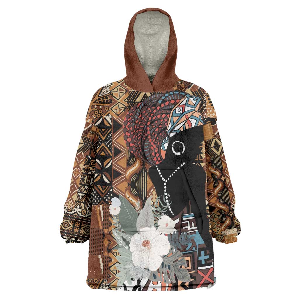 Beautiful Black Woman Wearable Blanket Hoodie African Tribal Pattern LT9