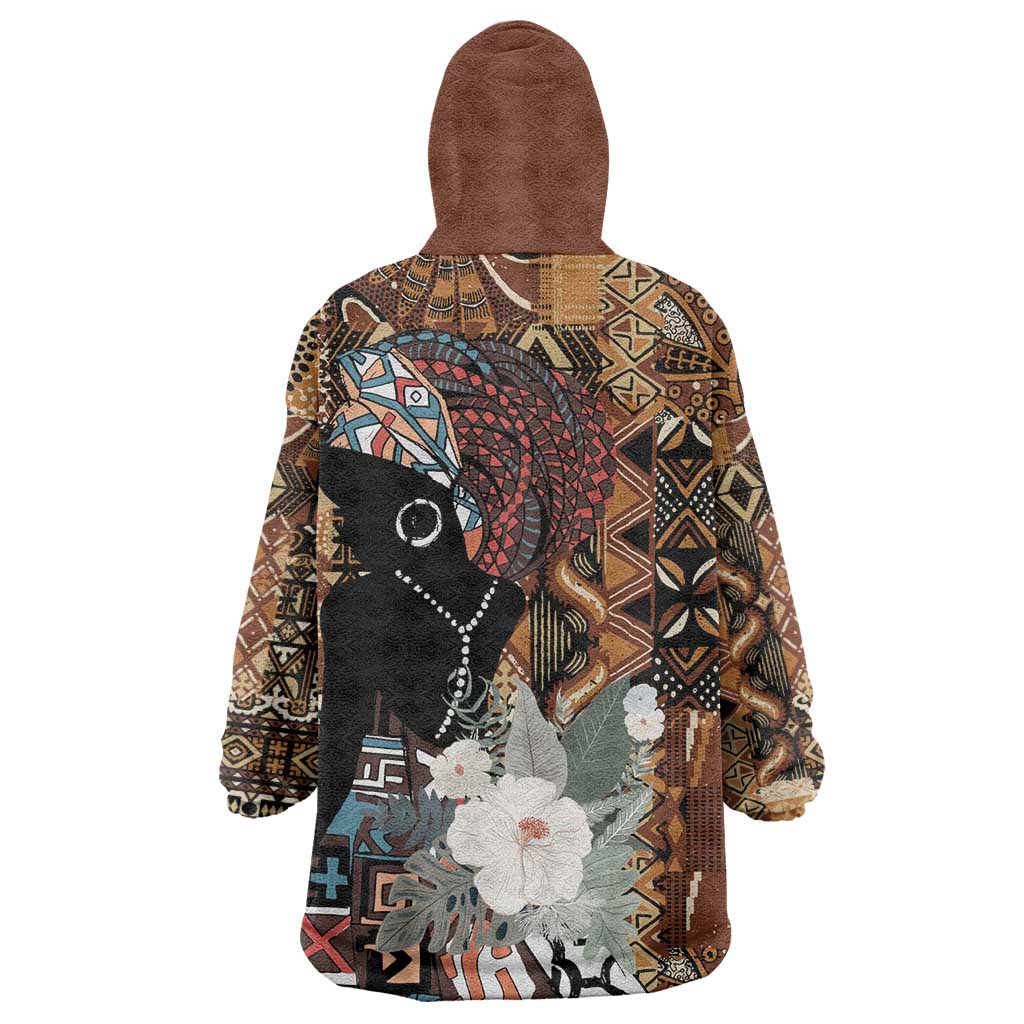 Beautiful Black Woman Wearable Blanket Hoodie African Tribal Pattern LT9