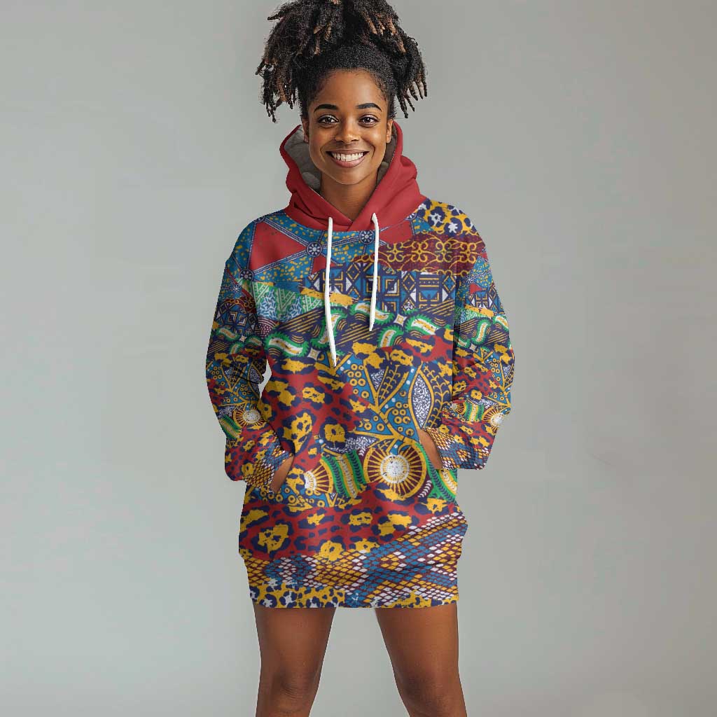 Traditional African Animal Skins Pattern Hoodie Dress LT9