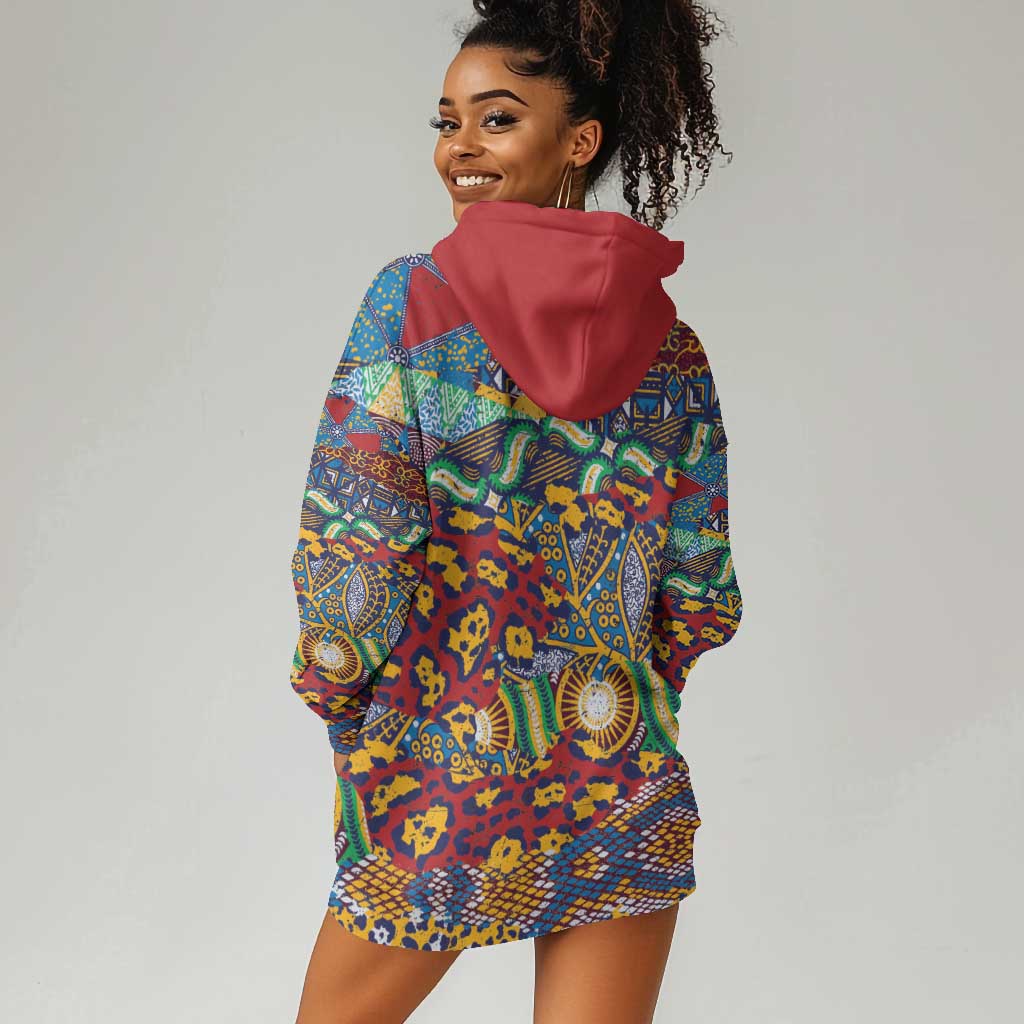 Traditional African Animal Skins Pattern Hoodie Dress LT9