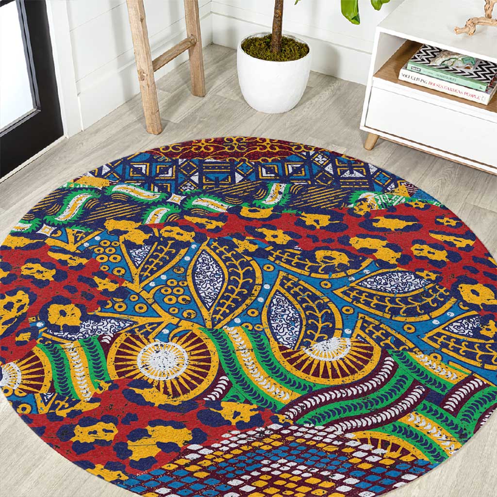 Traditional African Animal Skins Pattern Round Carpet LT9