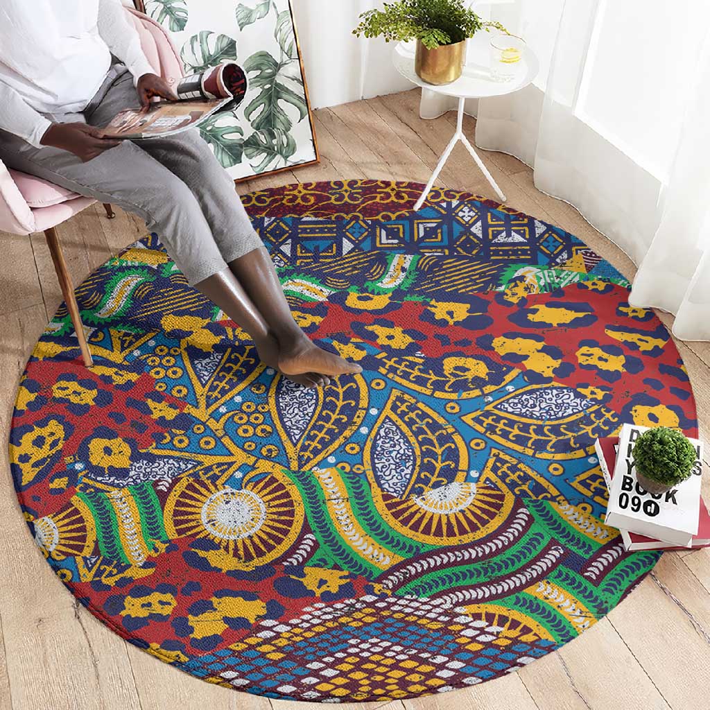 Traditional African Animal Skins Pattern Round Carpet LT9