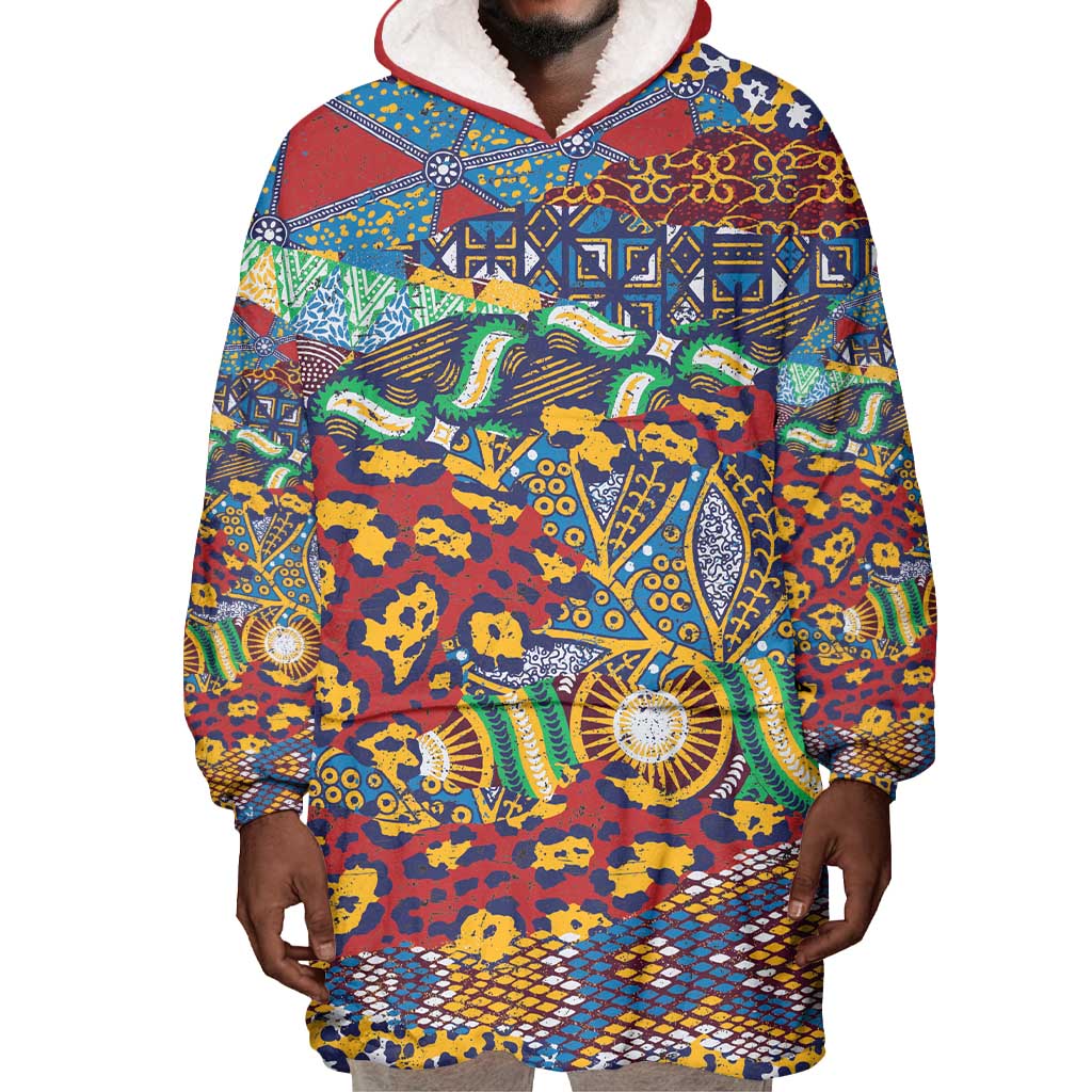 Traditional African Animal Skins Pattern Wearable Blanket Hoodie LT9