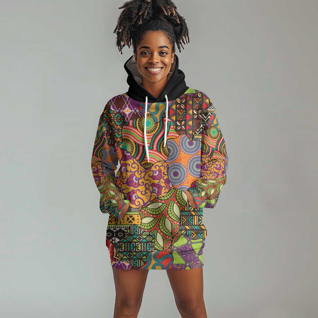 Traditional Ethnic African Vintage Motifs Hoodie Dress LT9