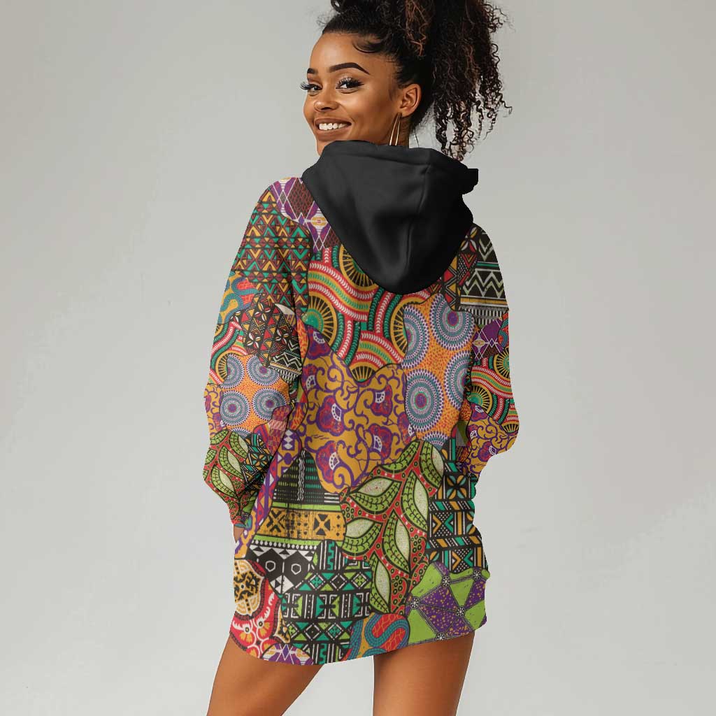 Traditional Ethnic African Vintage Motifs Hoodie Dress LT9