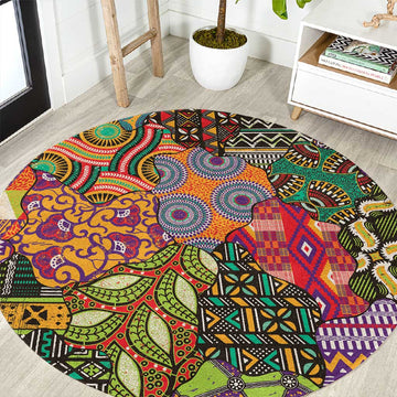 Traditional Ethnic African Vintage Motifs Round Carpet LT9