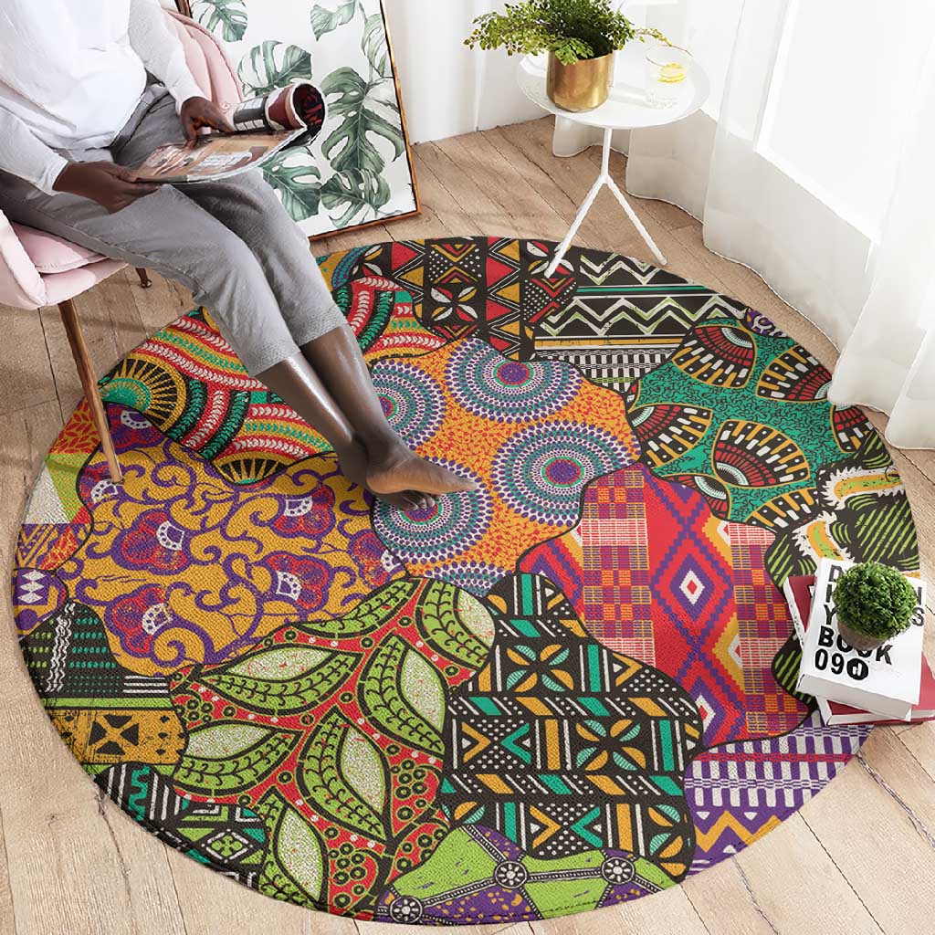 Traditional Ethnic African Vintage Motifs Round Carpet LT9
