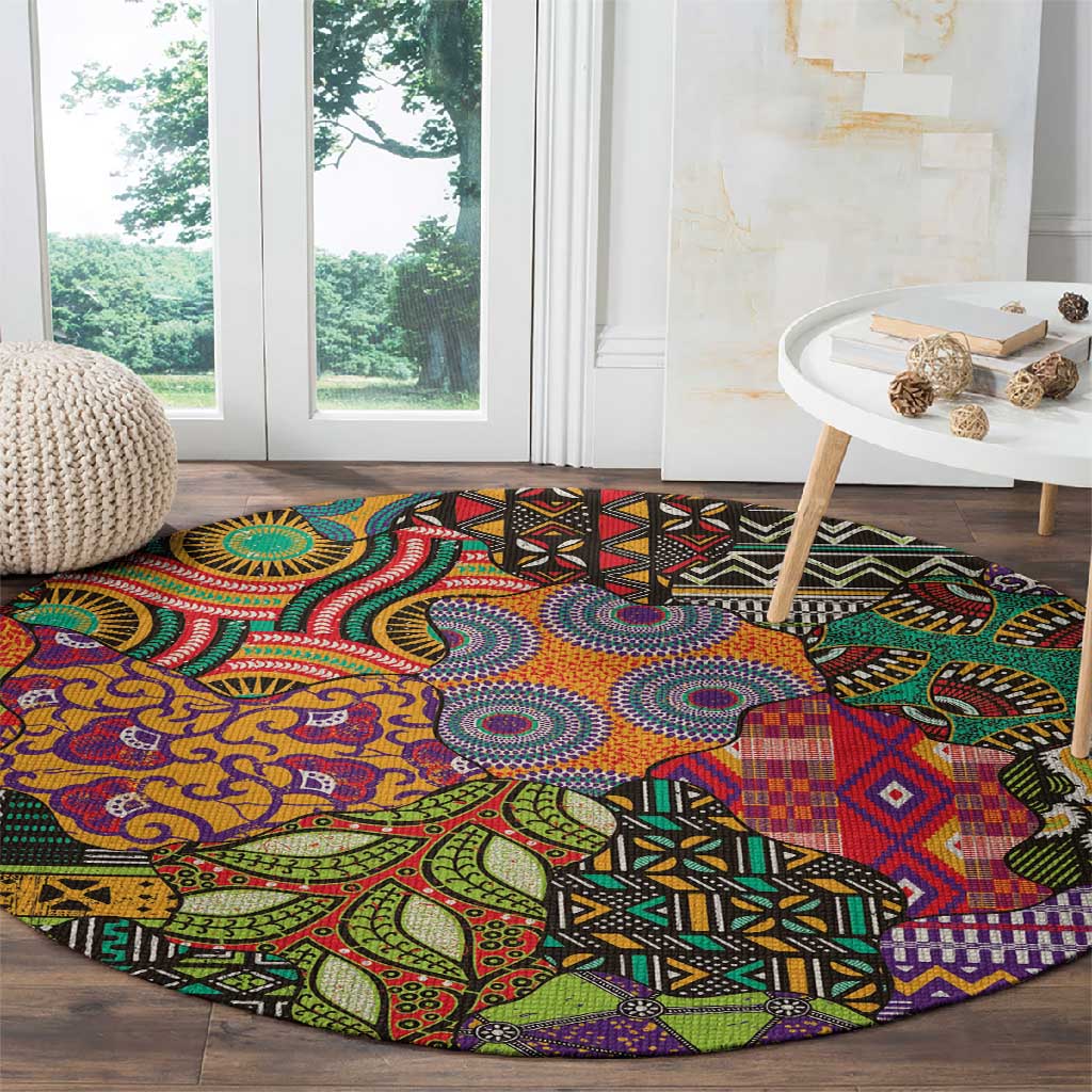 Traditional Ethnic African Vintage Motifs Round Carpet LT9