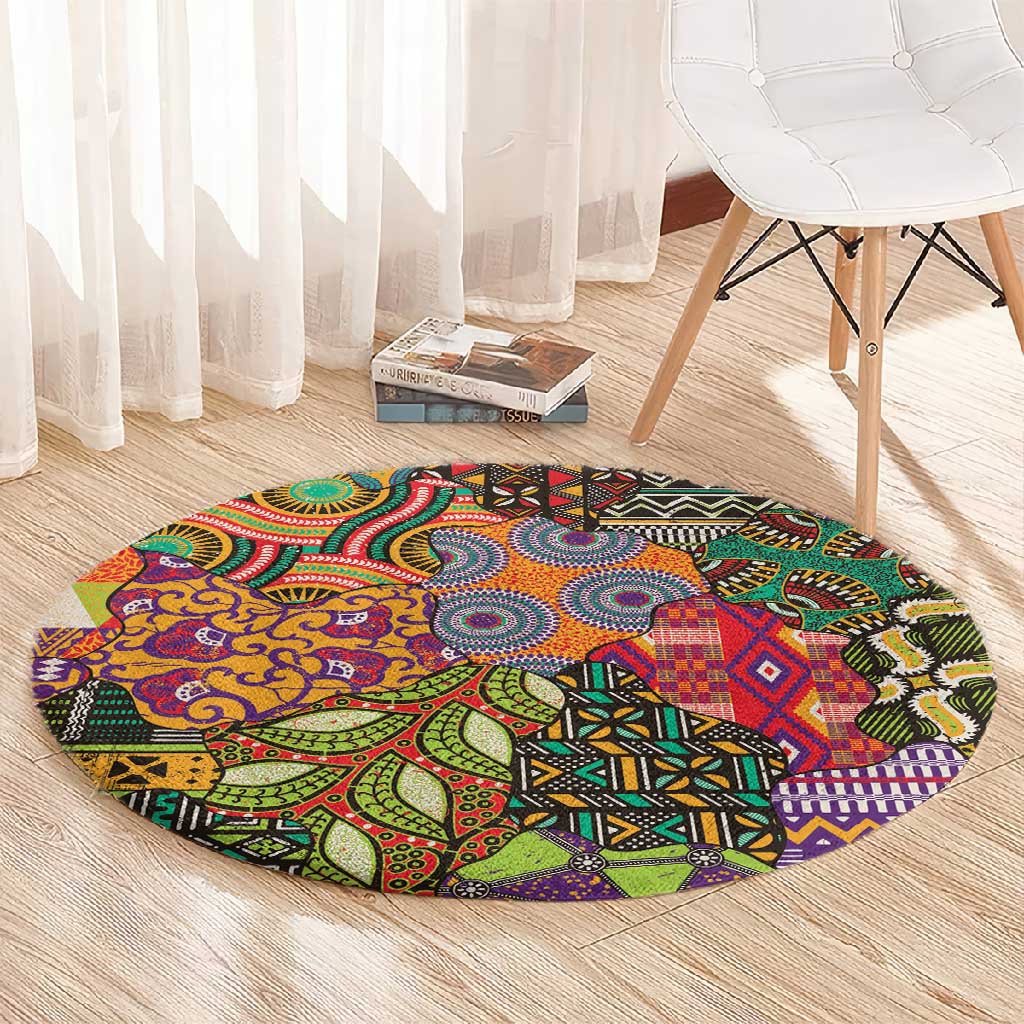Traditional Ethnic African Vintage Motifs Round Carpet LT9