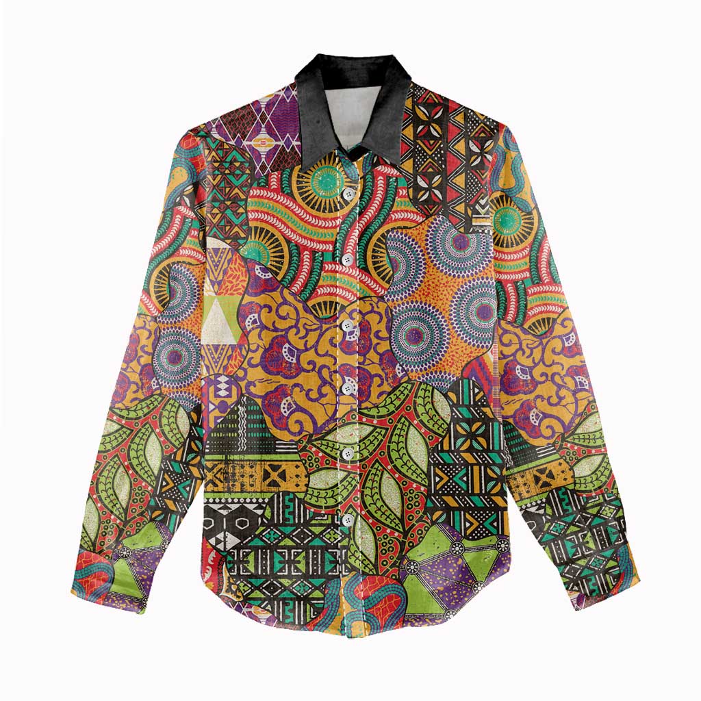 Traditional Ethnic African Vintage Motifs Women Casual Shirt LT9