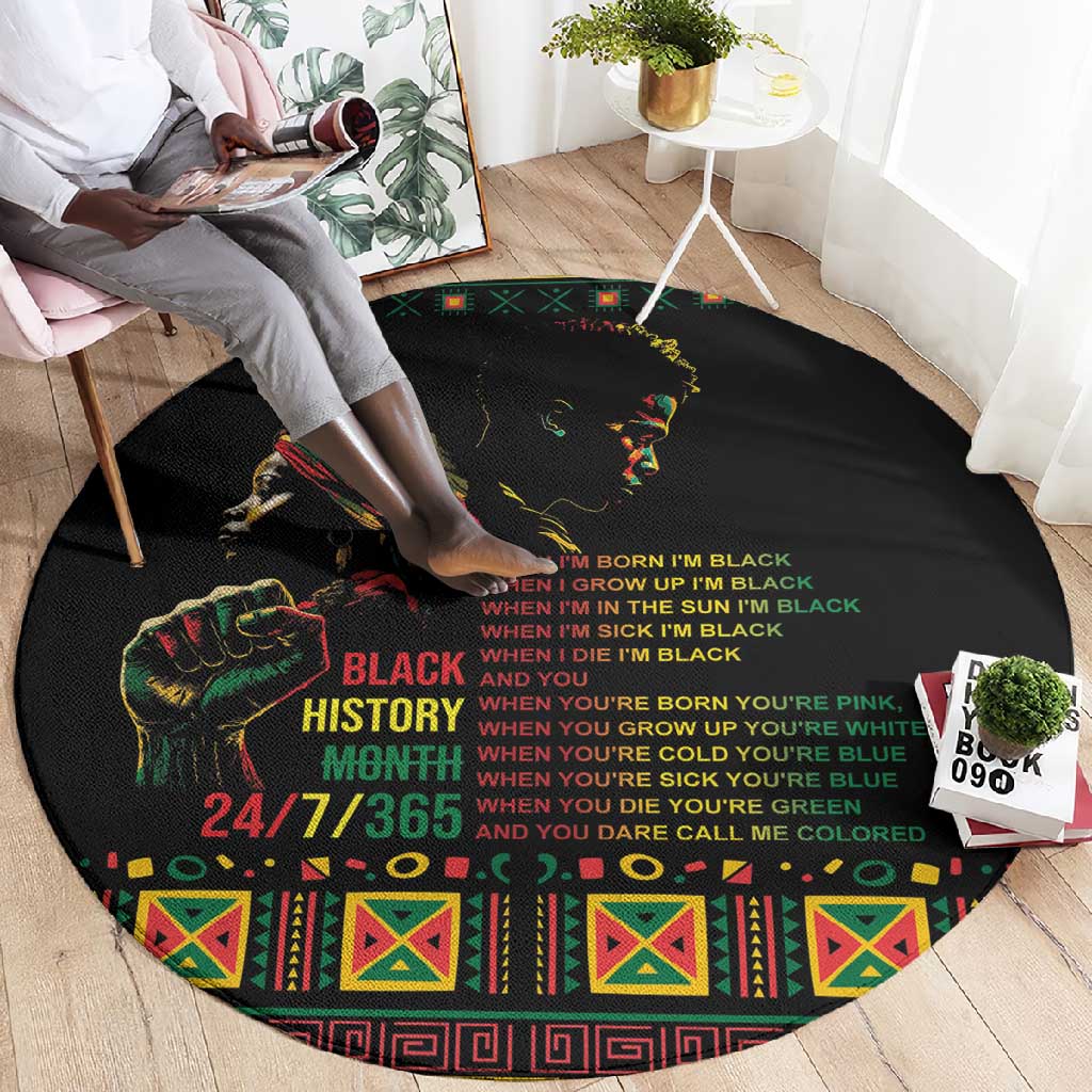 When I'm Born I'm Black Round Carpet Black History Black Month LT9