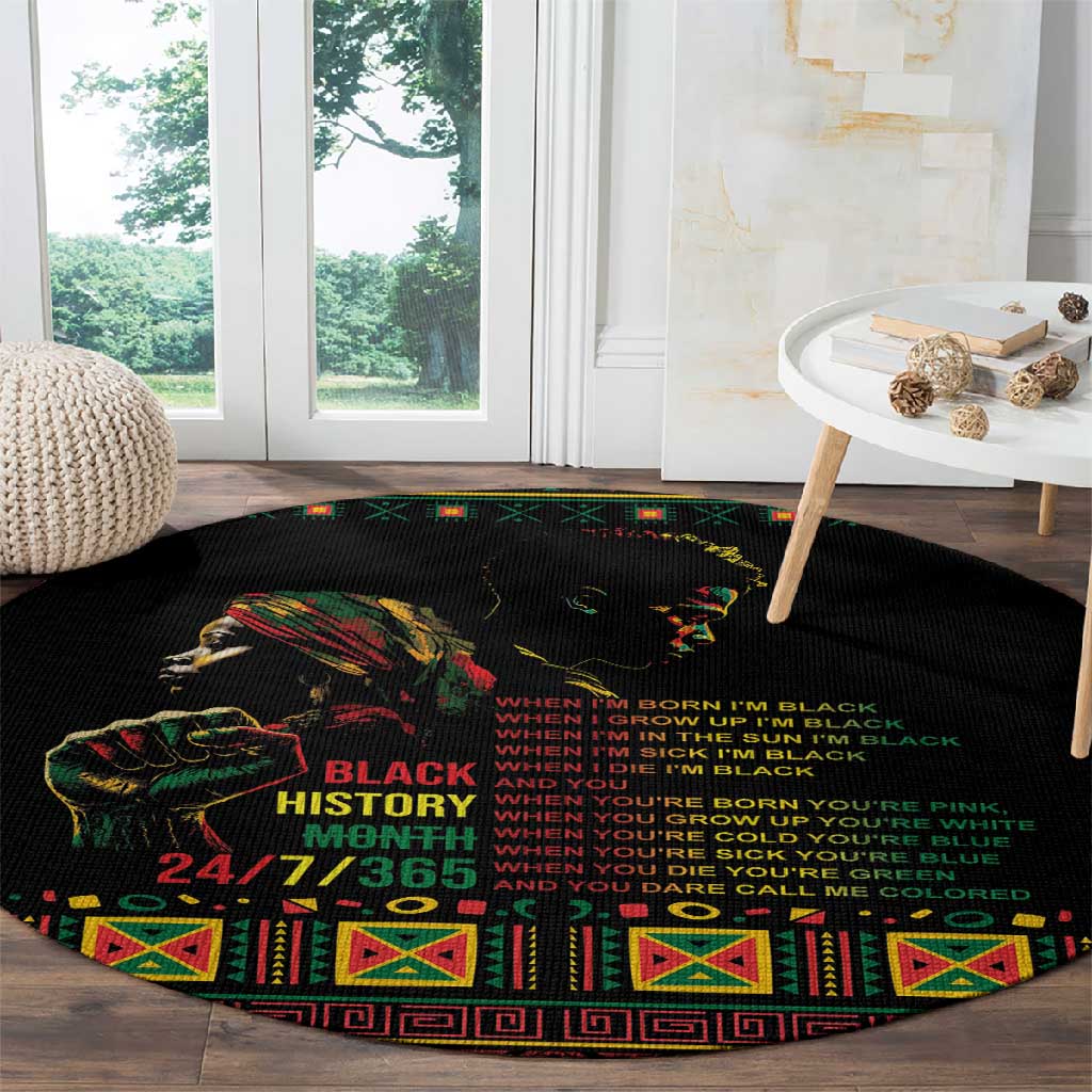 When I'm Born I'm Black Round Carpet Black History Black Month LT9