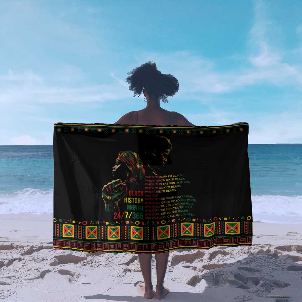 When I'm Born I'm Black Sarong Black History Black Month LT9