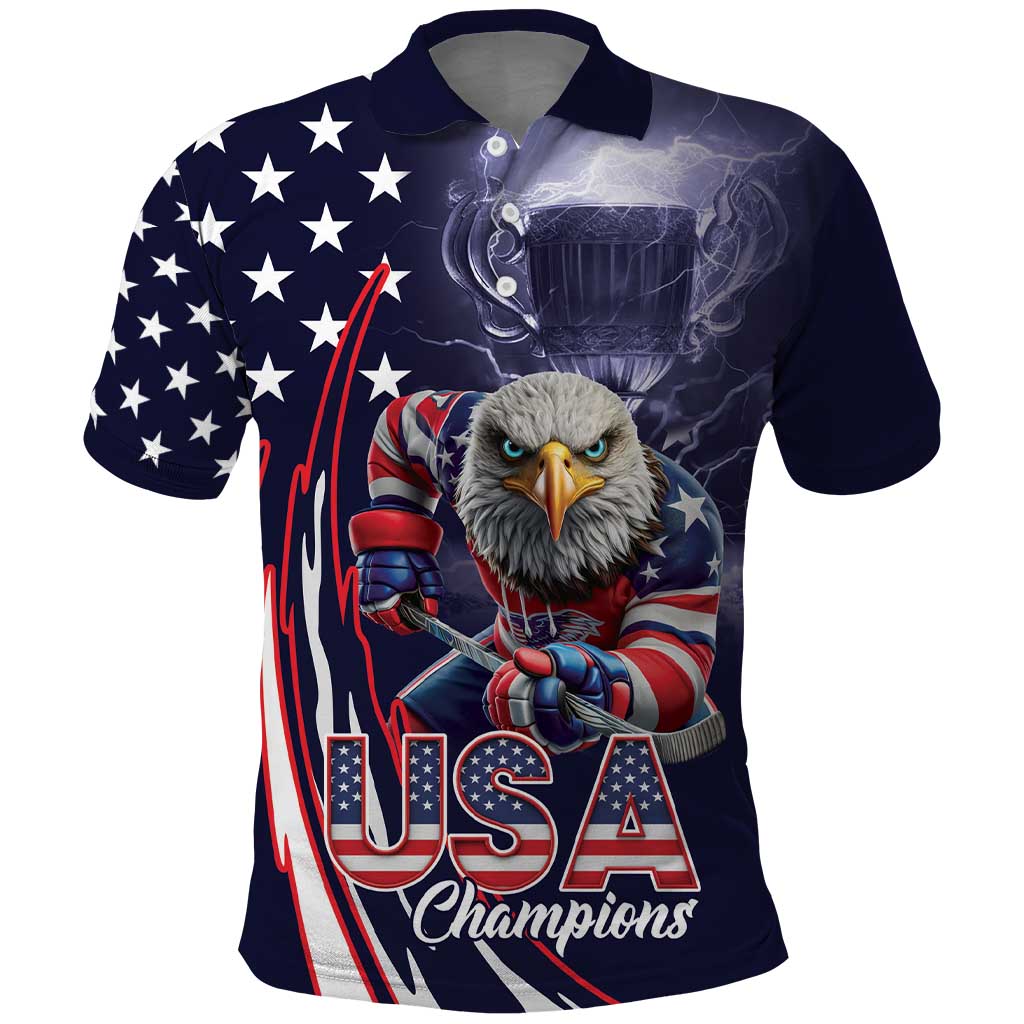 United States Ice Hockey Champions Personalized Polo Shirt Lets Go Boy USA Goal LT9
