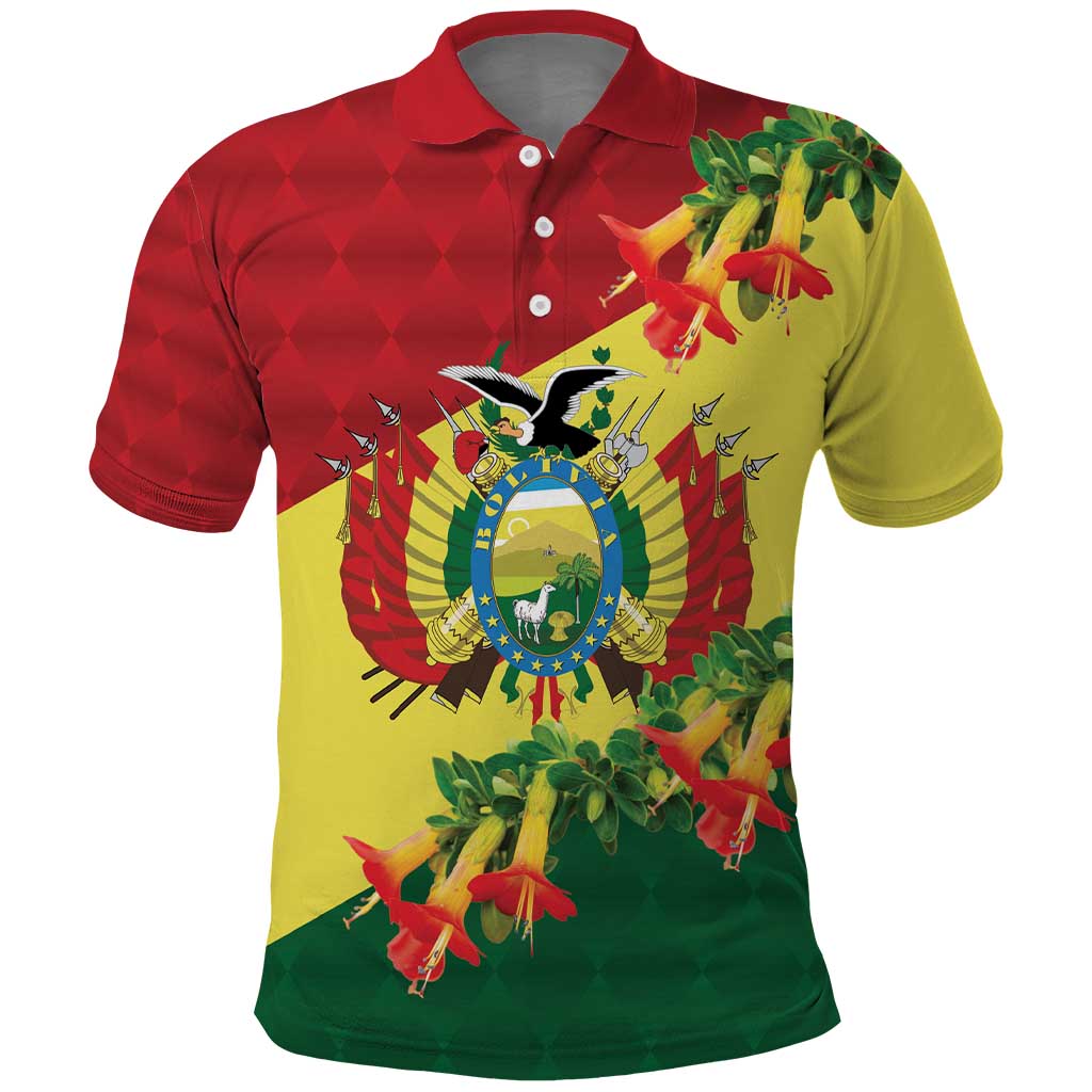 Bolivia Andean Condor Kantuta Flowers Polo Shirt LT9