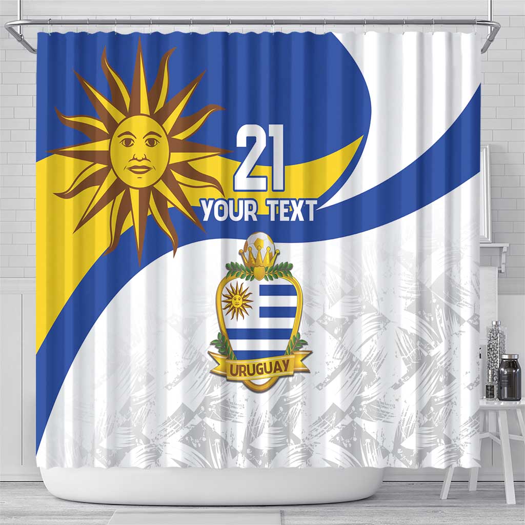 Uruguay Football Custom Shower Curtain La Celeste Sol de Mayo Motif LT9