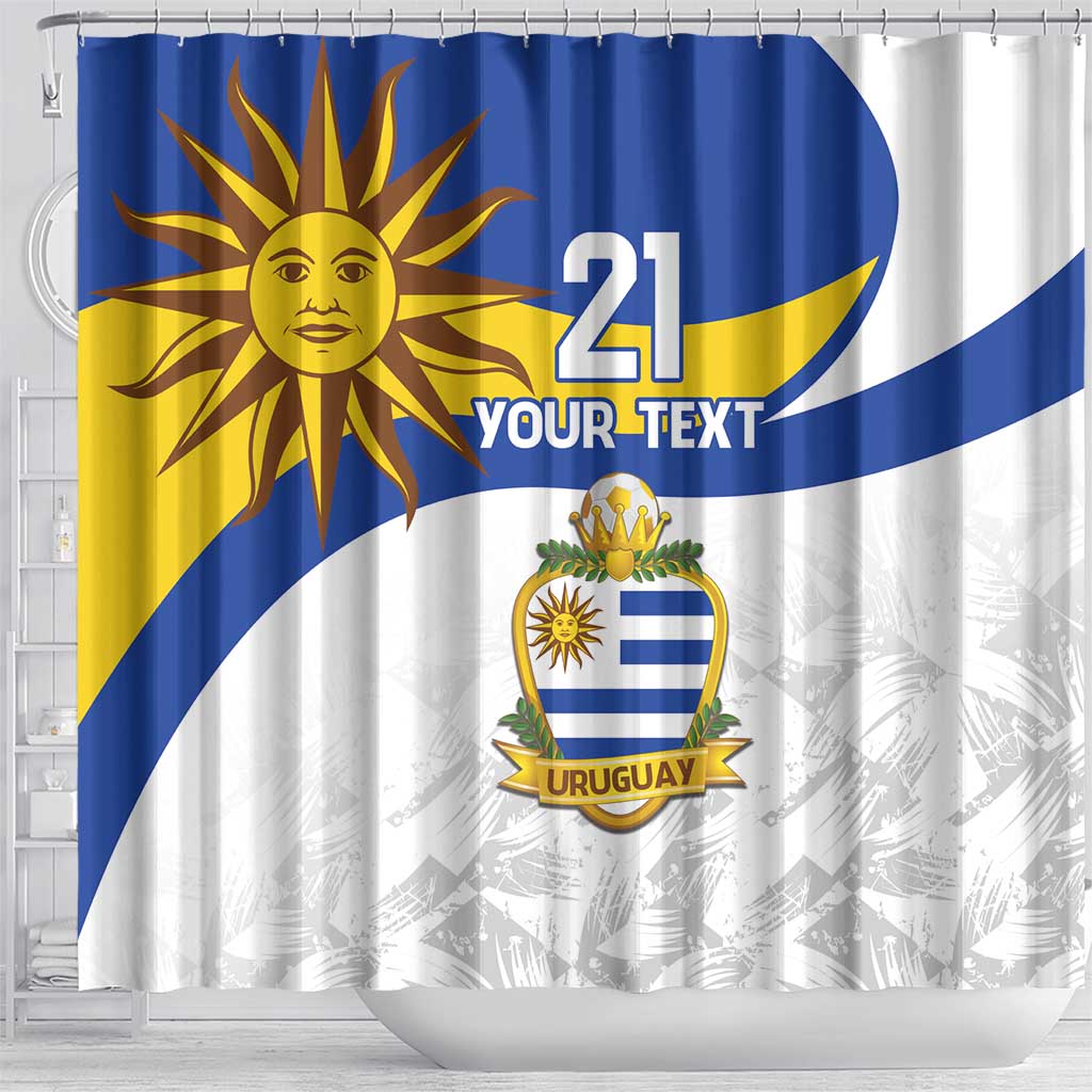 Uruguay Football Custom Shower Curtain La Celeste Sol de Mayo Motif LT9