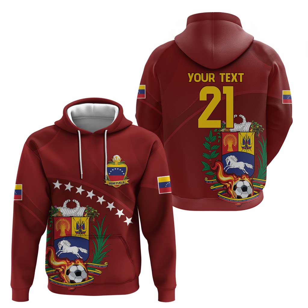 Venezuela Football Custom Hoodie La Vinotinto Red Wine Coat of Arms LT9