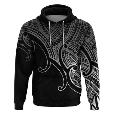 Aotearoa Polynesian Hoodie with Maori Koru Black LT9