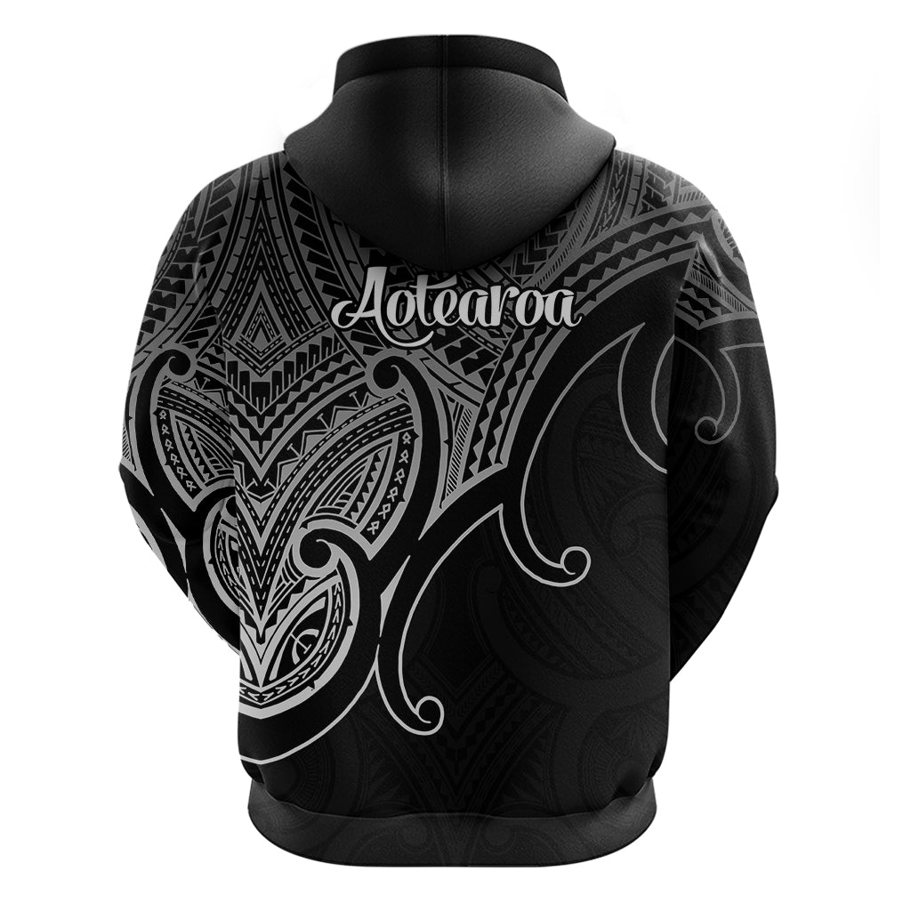 Aotearoa Polynesian Hoodie with Maori Koru Black LT9