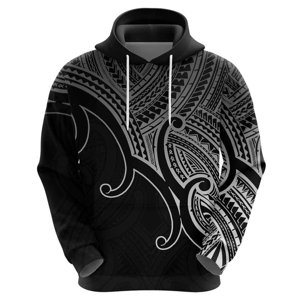 Aotearoa Polynesian Hoodie with Maori Koru Black LT9