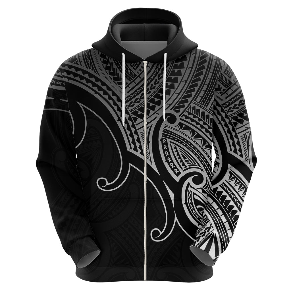 Aotearoa Polynesian Hoodie with Maori Koru Black LT9
