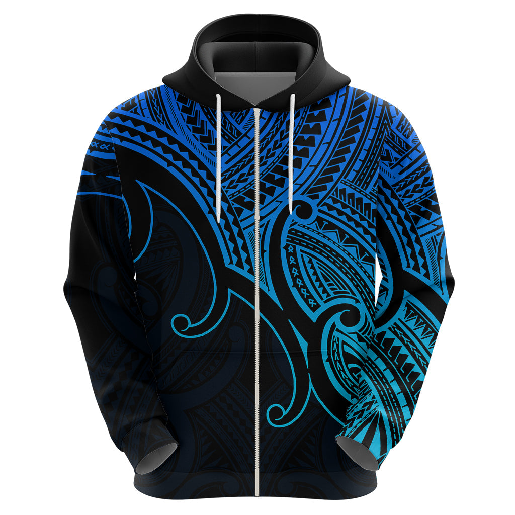 Aotearoa Polynesian Hoodie with Maori Koru Blue LT9