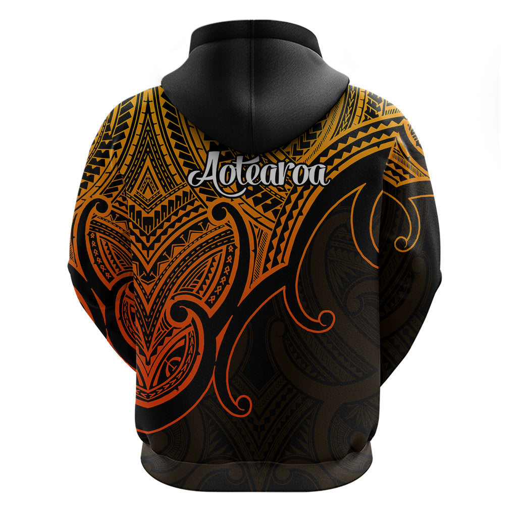Aotearoa Polynesian Hoodie with Maori Koru Gold LT9