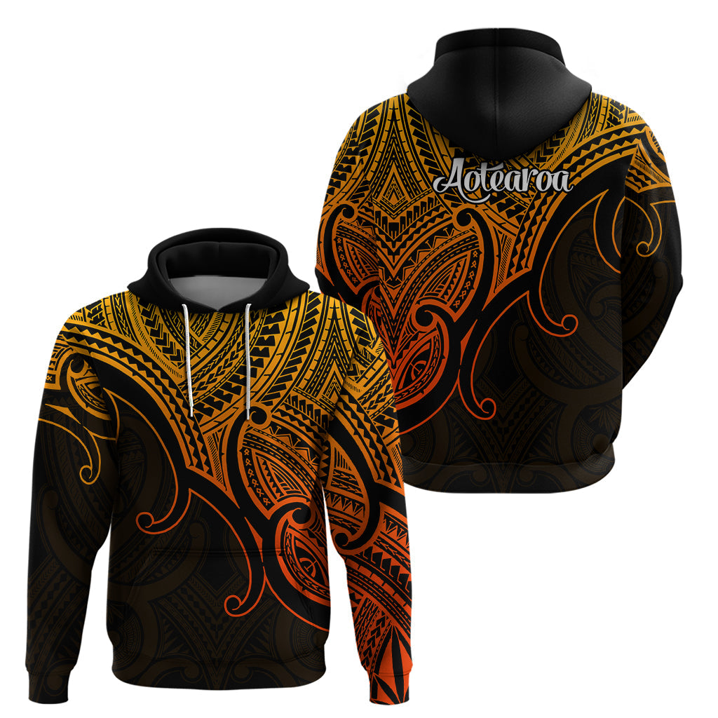 Aotearoa Polynesian Hoodie with Maori Koru Gold LT9