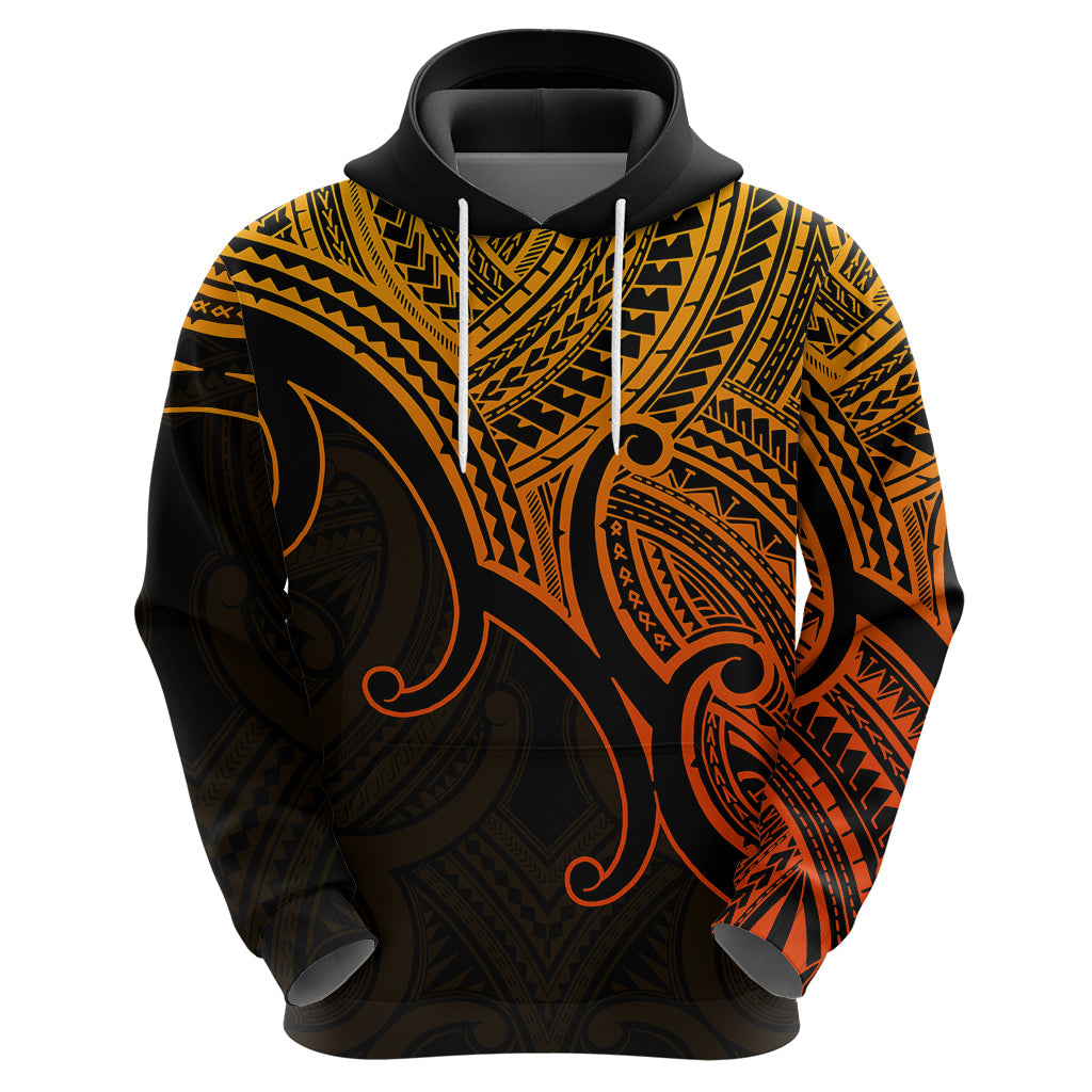 Aotearoa Polynesian Hoodie with Maori Koru Gold LT9