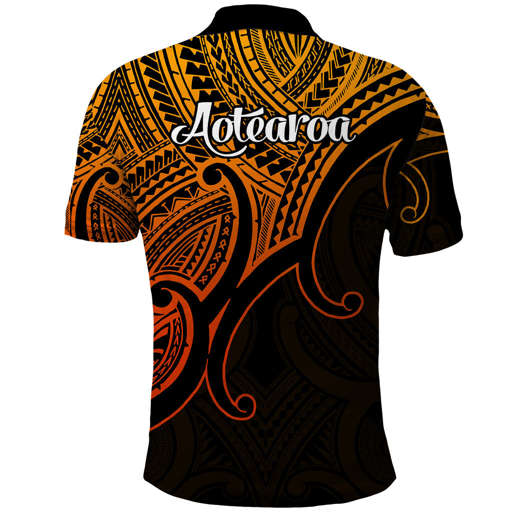 Aotearoa Polynesian Polo Shirt with Maori Koru Gold LT9