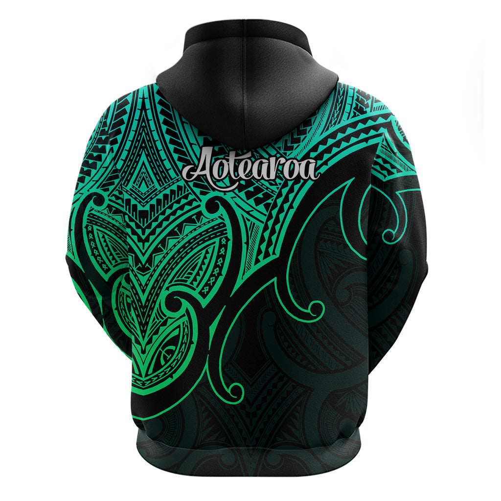 Aotearoa Polynesian Hoodie with Maori Koru Green LT9