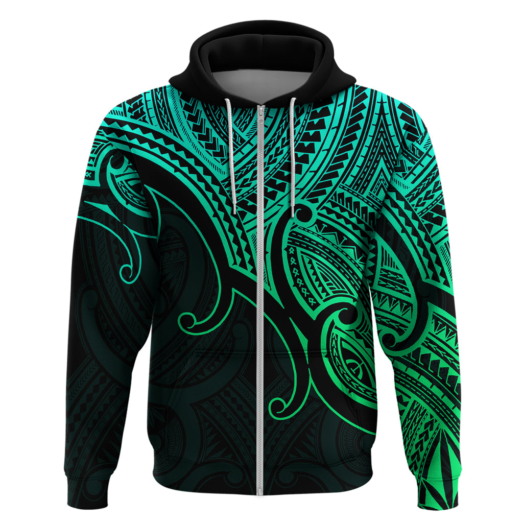Aotearoa Polynesian Hoodie with Maori Koru Green LT9