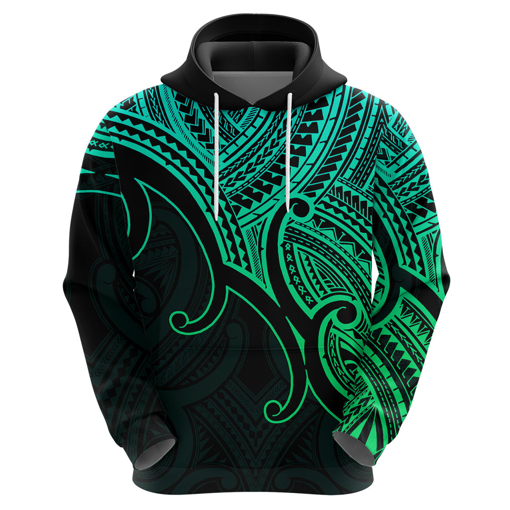 Aotearoa Polynesian Hoodie with Maori Koru Green LT9